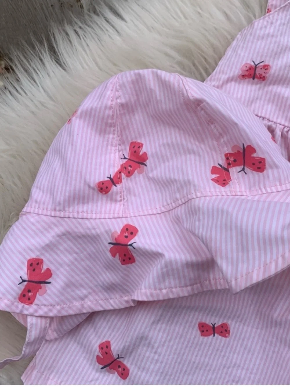 Carters Pink Butterfly Sundress & Hat Set Size 12M